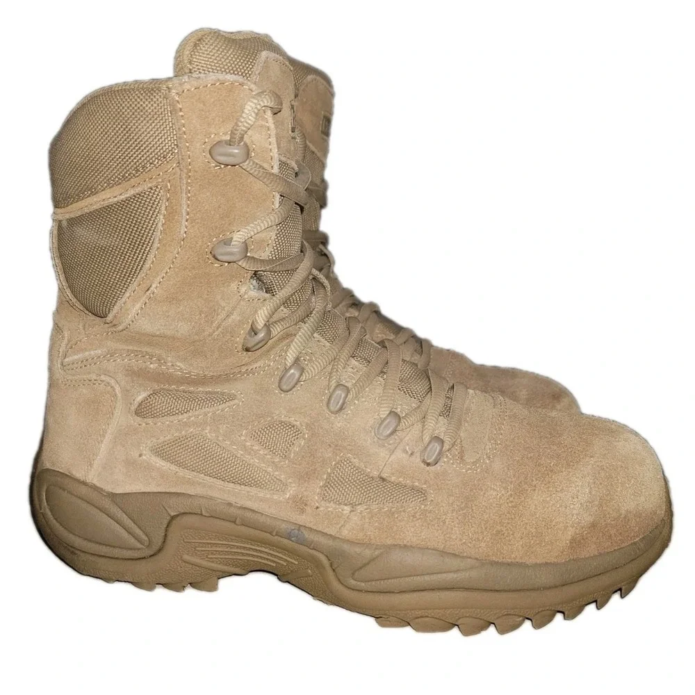 Reebok Rapid Response RB8850‎ Men's 9 M Composite Toe Side Zip Work Boots Coyote